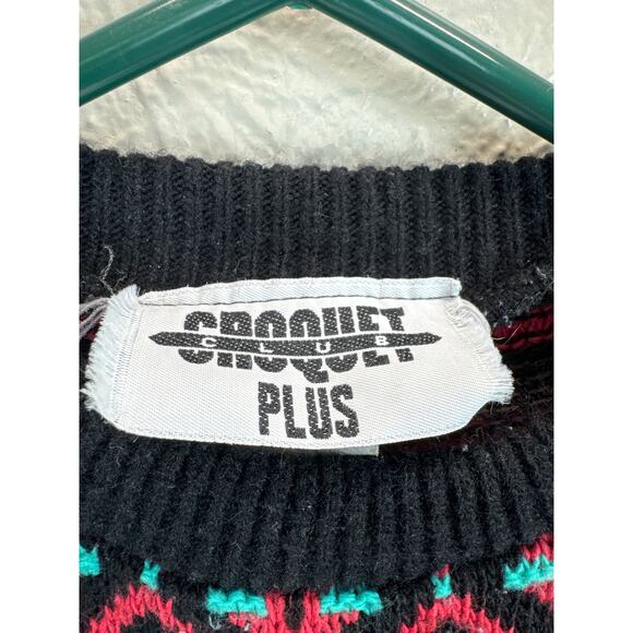 Vintage Croquet Club Womens Pullover Sweater Geometric Knit 80s Funky Size 1X - Picture 4 of 6